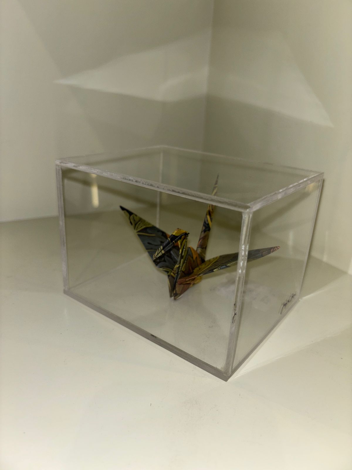 ADORNO GRULLA DE ORIGAMI EN CAJA