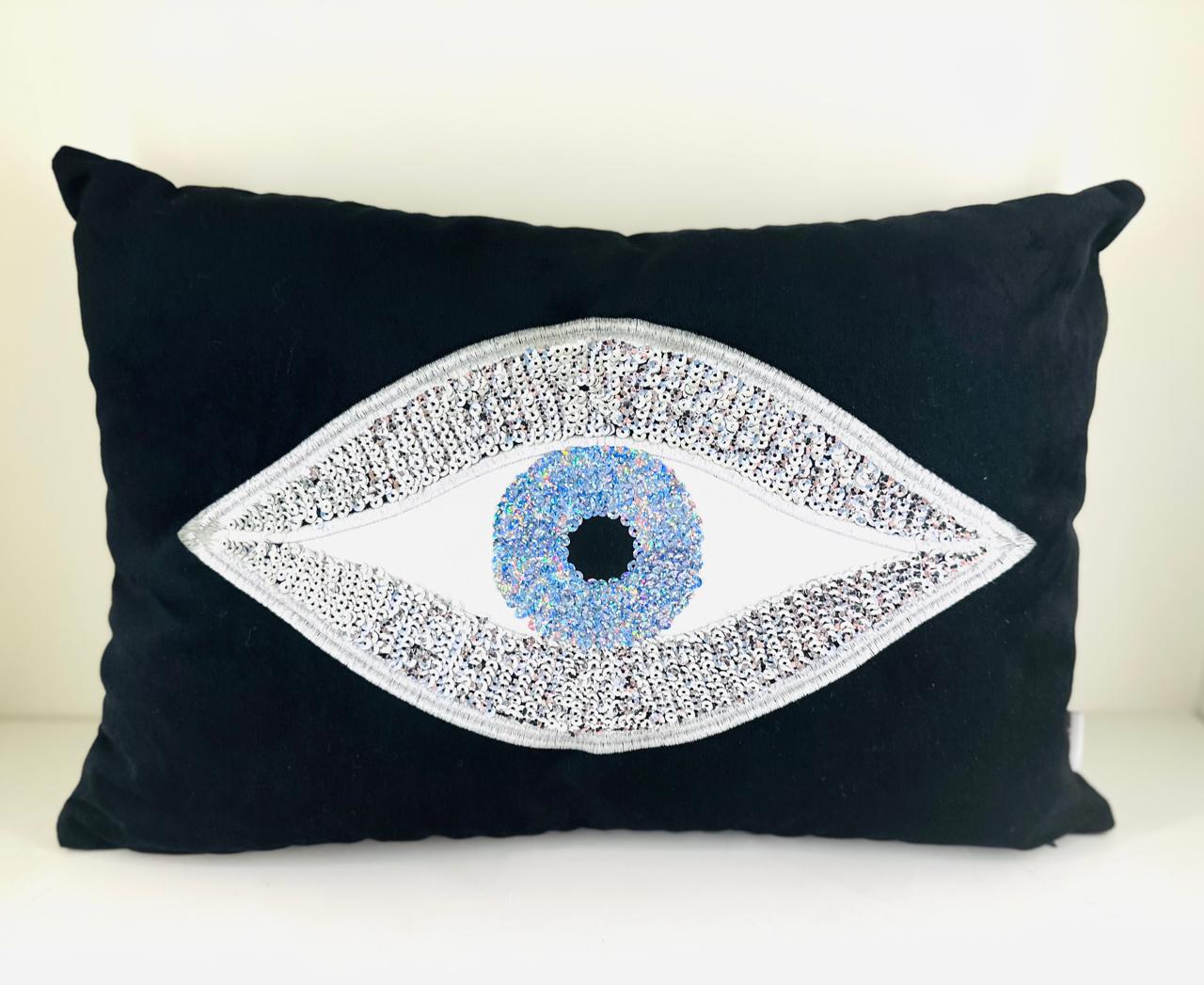 COJIN TERCIOPELO GRIS OJO TURCO