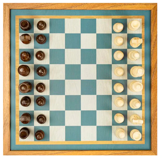 AJEDREZ Y BACKGAMMON AZUL CHICO