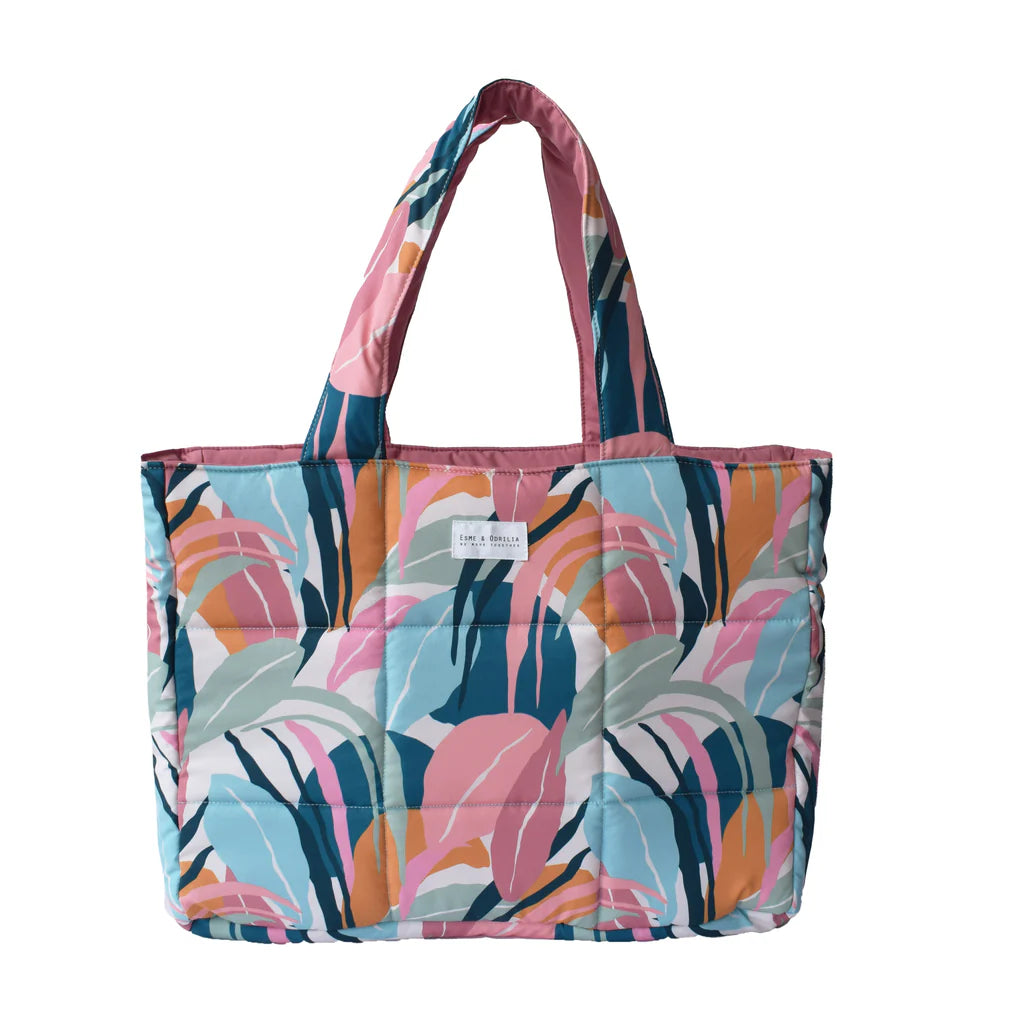 Tote Bag Reversible Hojas Pasteles