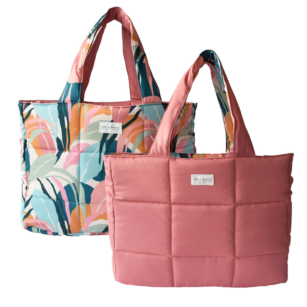 Tote Bag Reversible Hojas Pasteles